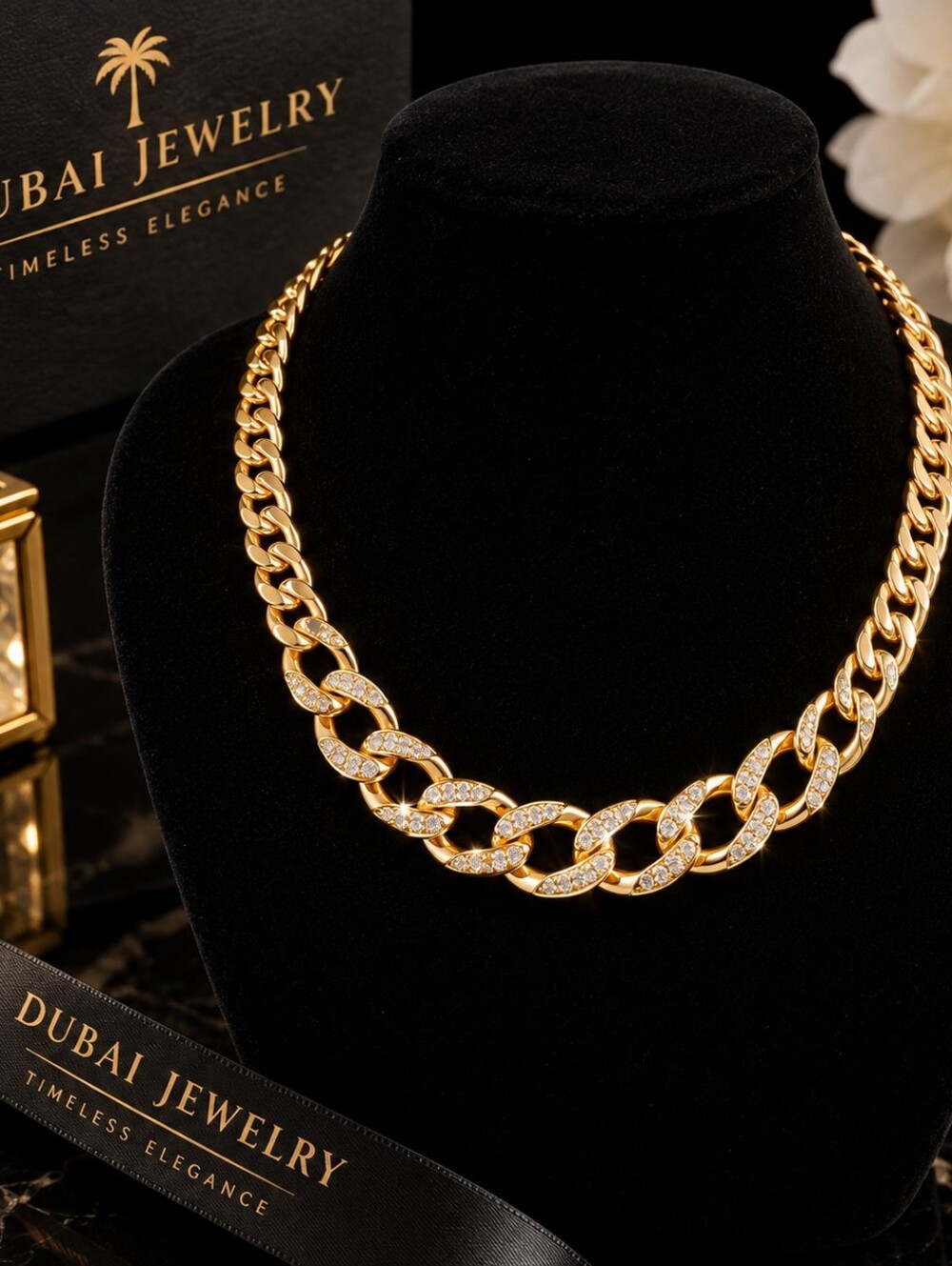22kgp Dubai Jewelry Gold-Tone Chunky Link Necklace - Women Jewelry